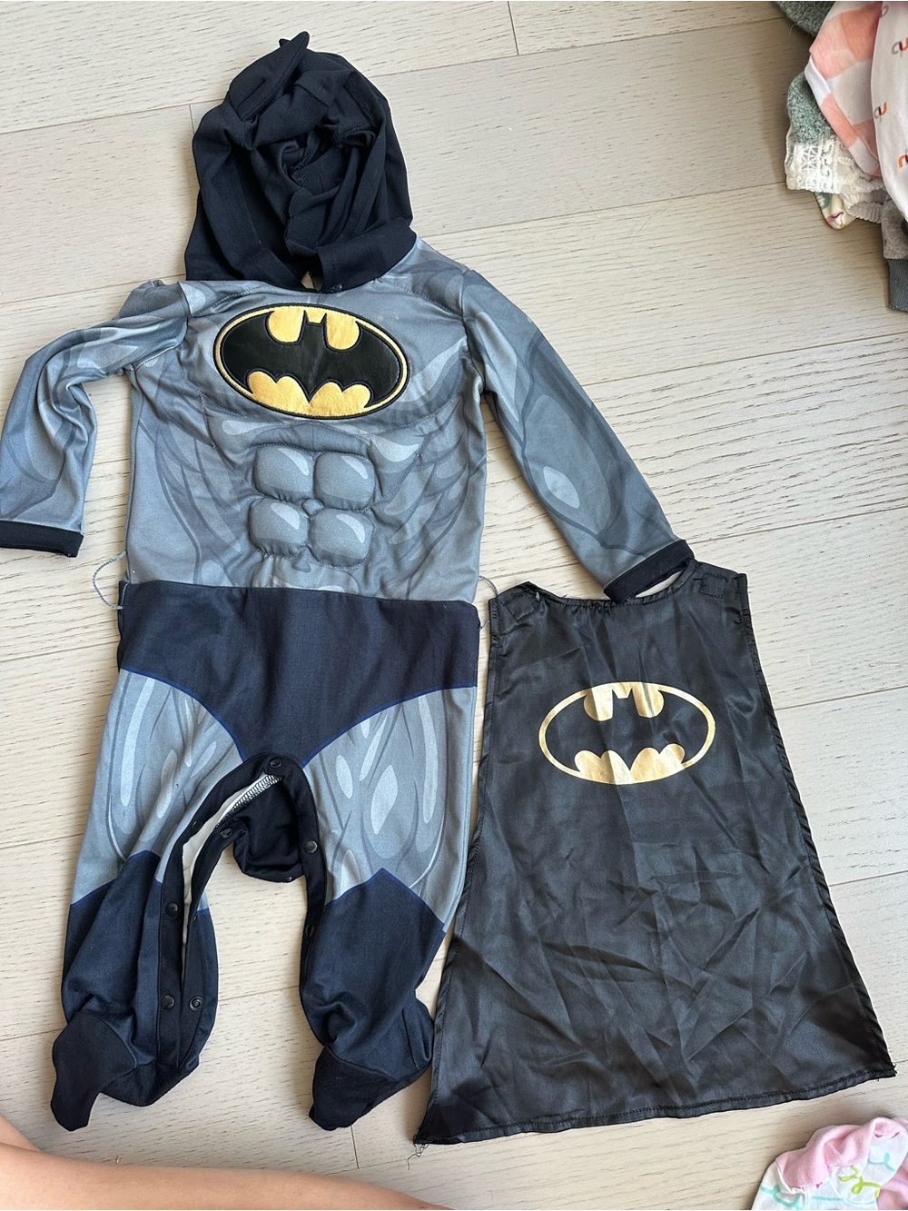 Batman Gray & Black Infant Muscled Costume with Yellow Logo and Cape